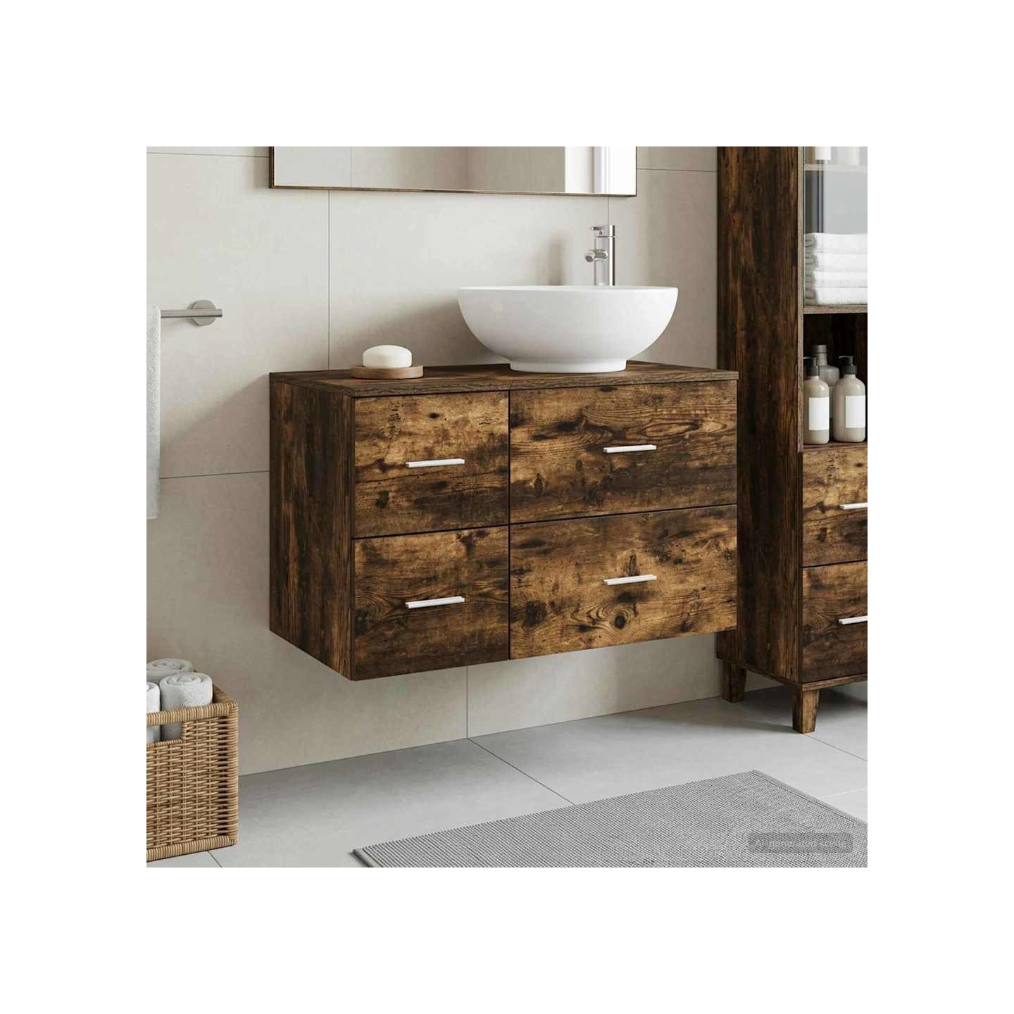 Ensemble de mobilier de salle de bain 2 pc Chêne fumé