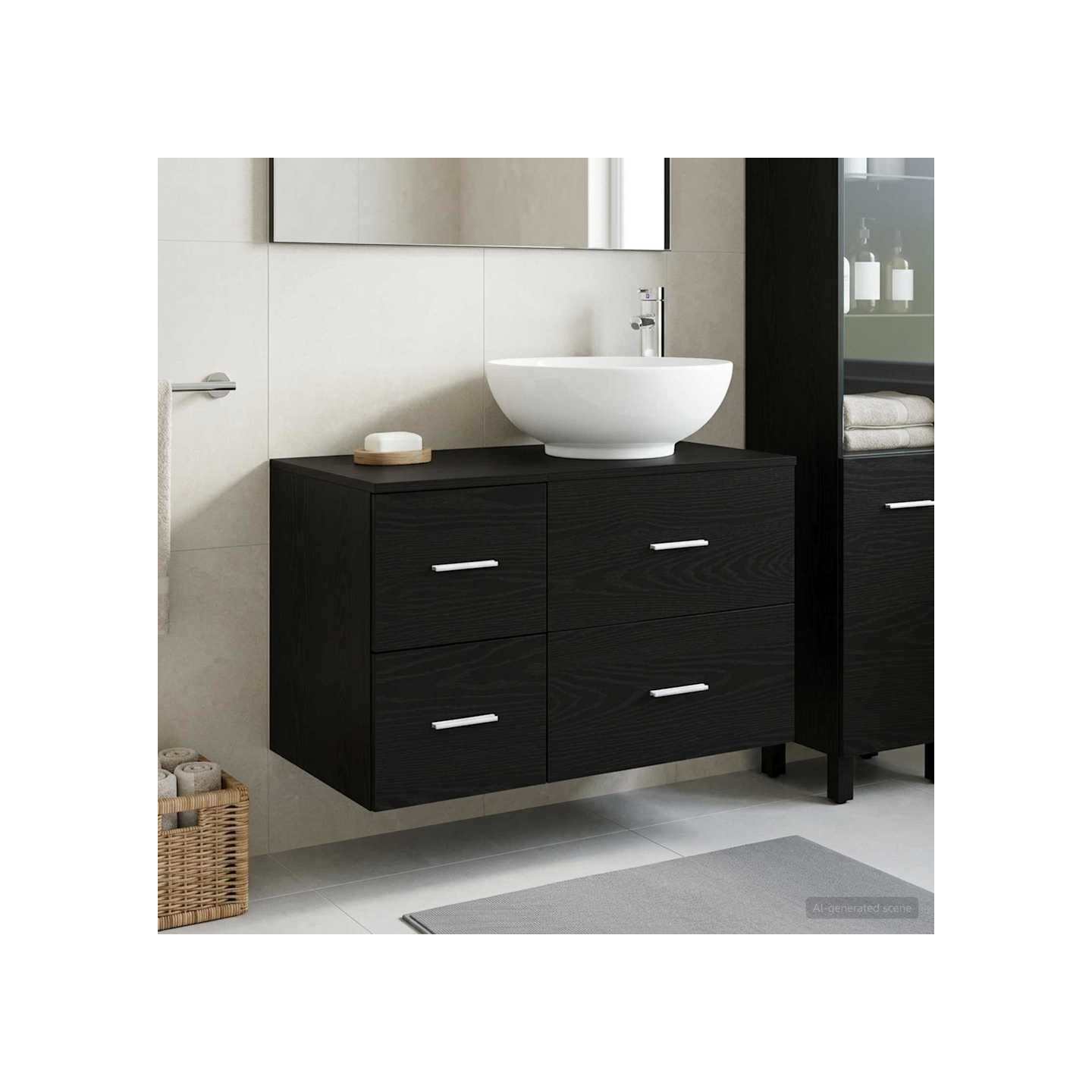Ensemble de mobilier de salle de bain 2 pc Chêne noir