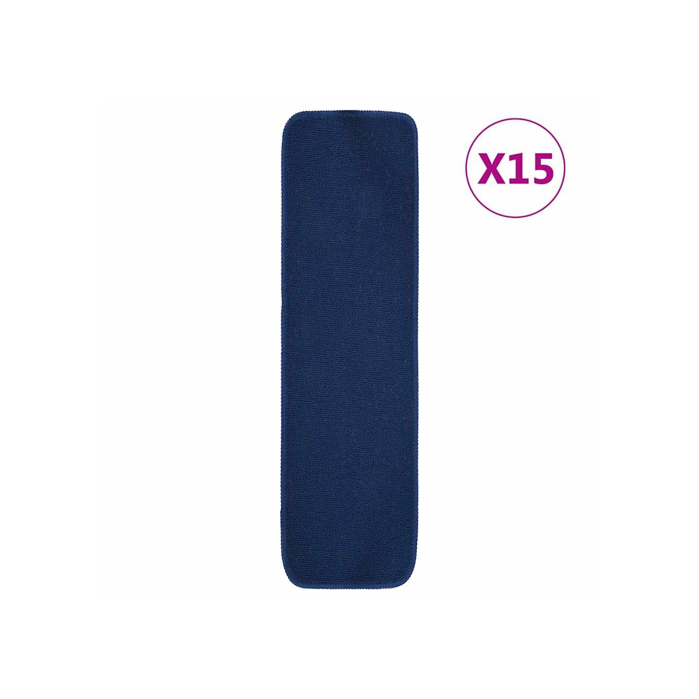 Tapis d'escalier 15 pcs 70x20 cm Bleu marine Rectangulaire