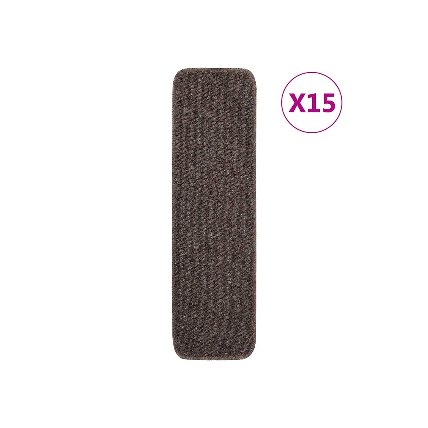Tapis escalier antidérapants 15pcs 75x20cm Marron Rectangulaire