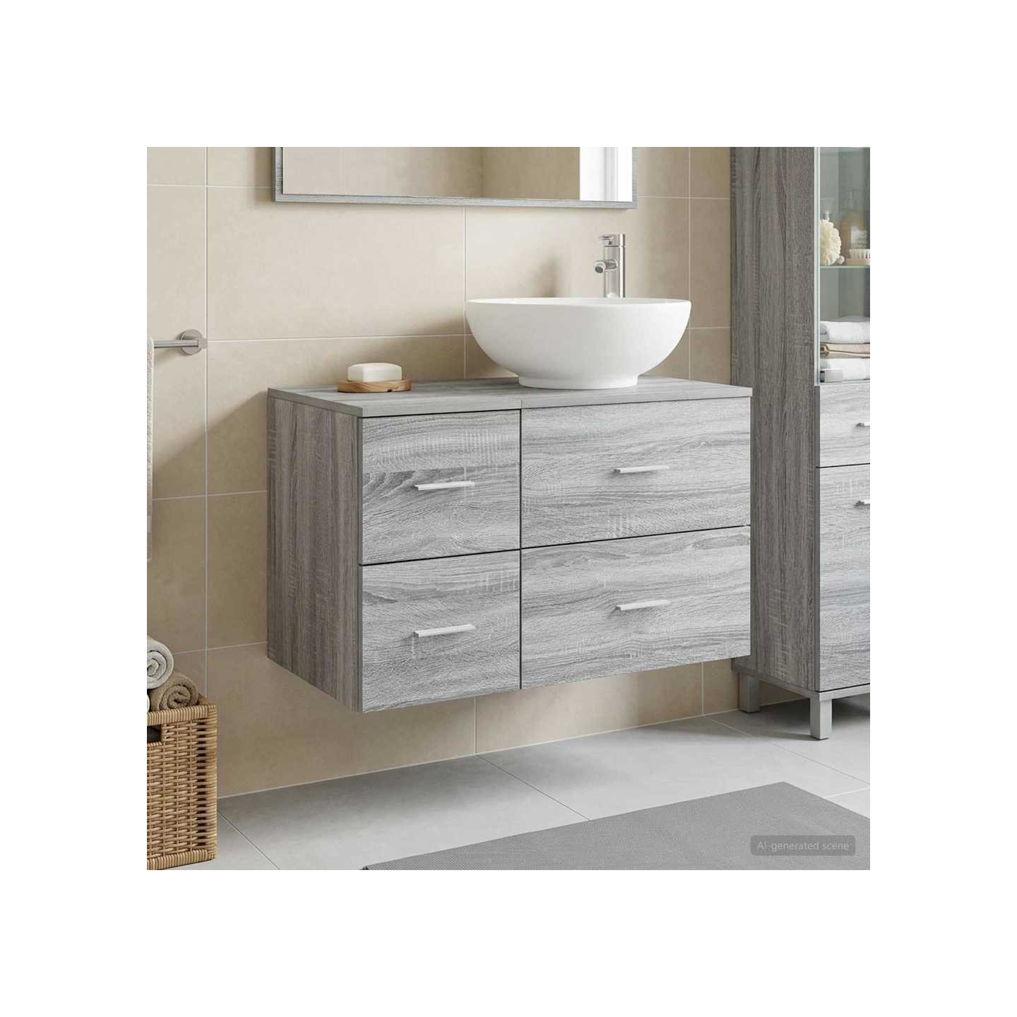 Ensemble de mobilier de salle de bain 2 pc Sonoma gris