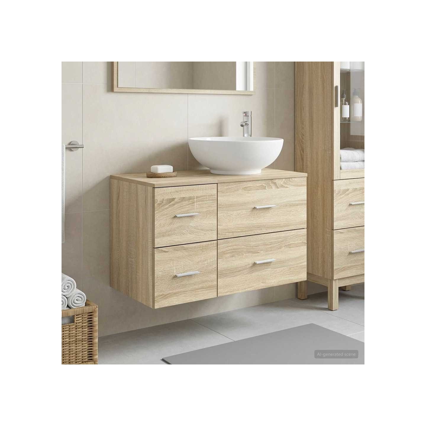 Ensemble de mobilier de salle de bain 2 pc Chêne Sonoma
