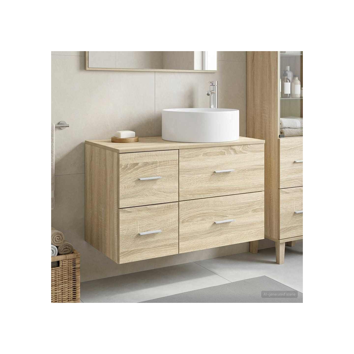 Ensemble de mobilier de salle de bain 2 pc Chêne Sonoma