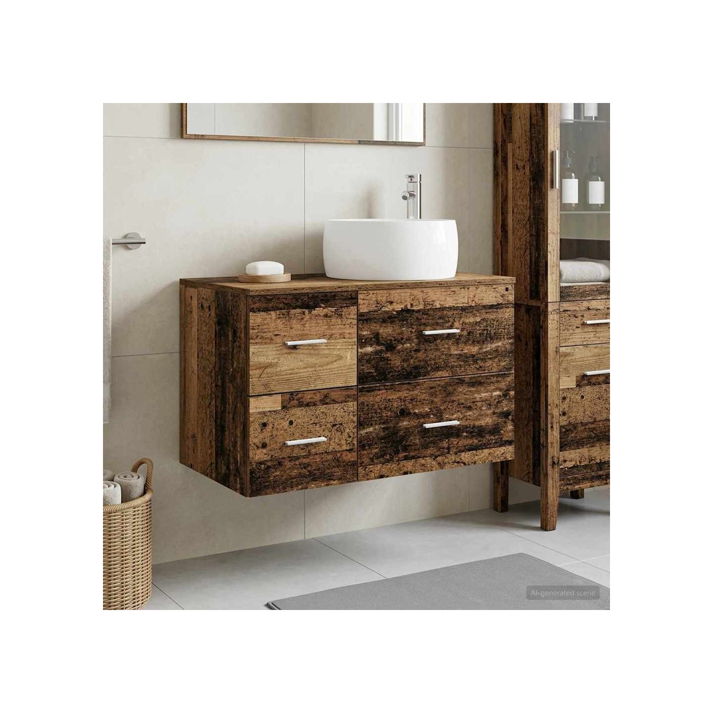 Ensemble de mobilier de salle de bain 2 pc Bois ancien