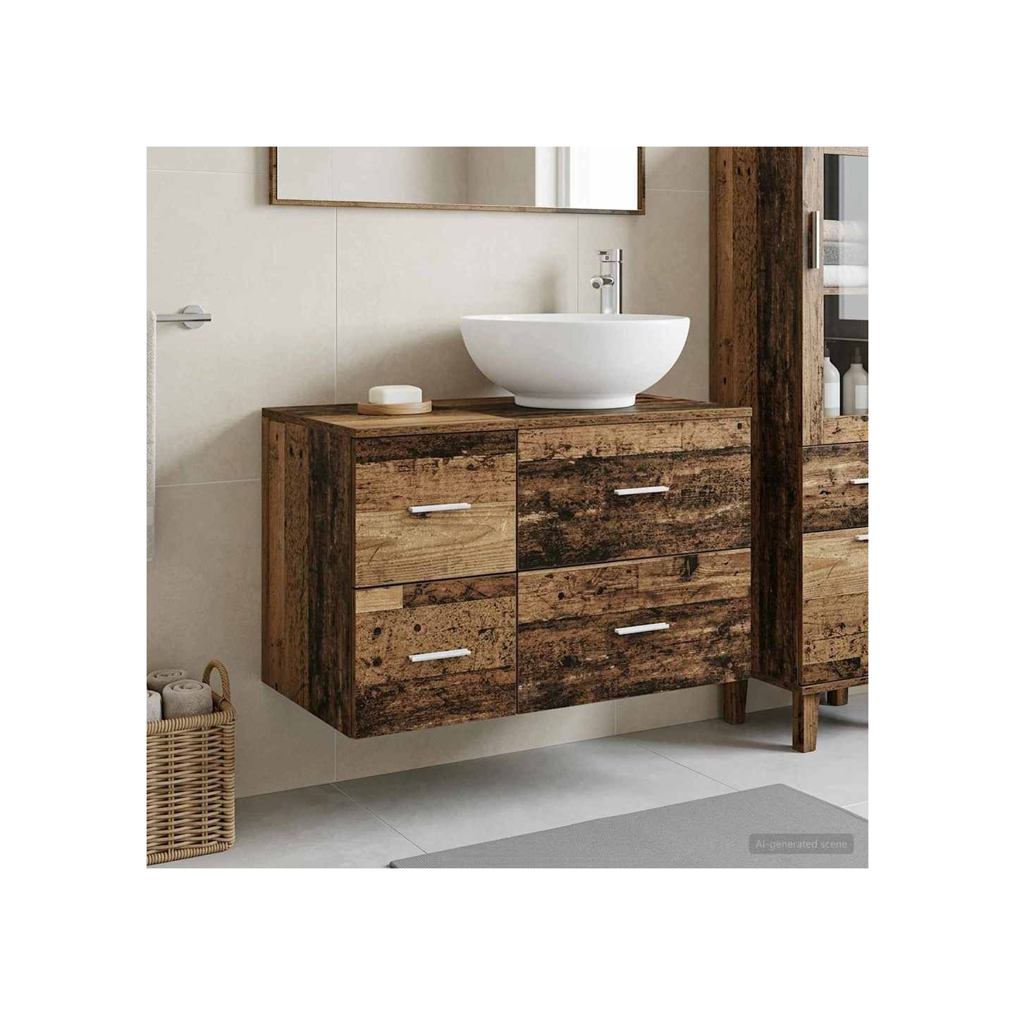 Ensemble de mobilier de salle de bain 2 pc Bois ancien