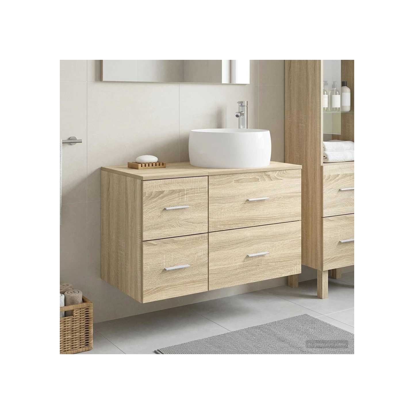 Ensemble de mobilier de salle de bain 2 pc Chêne Sonoma