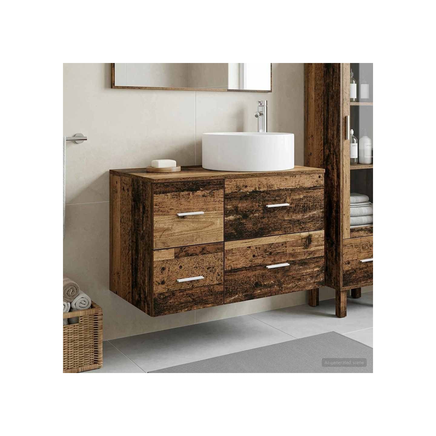 Ensemble de mobilier de salle de bain 2 pc Bois ancien