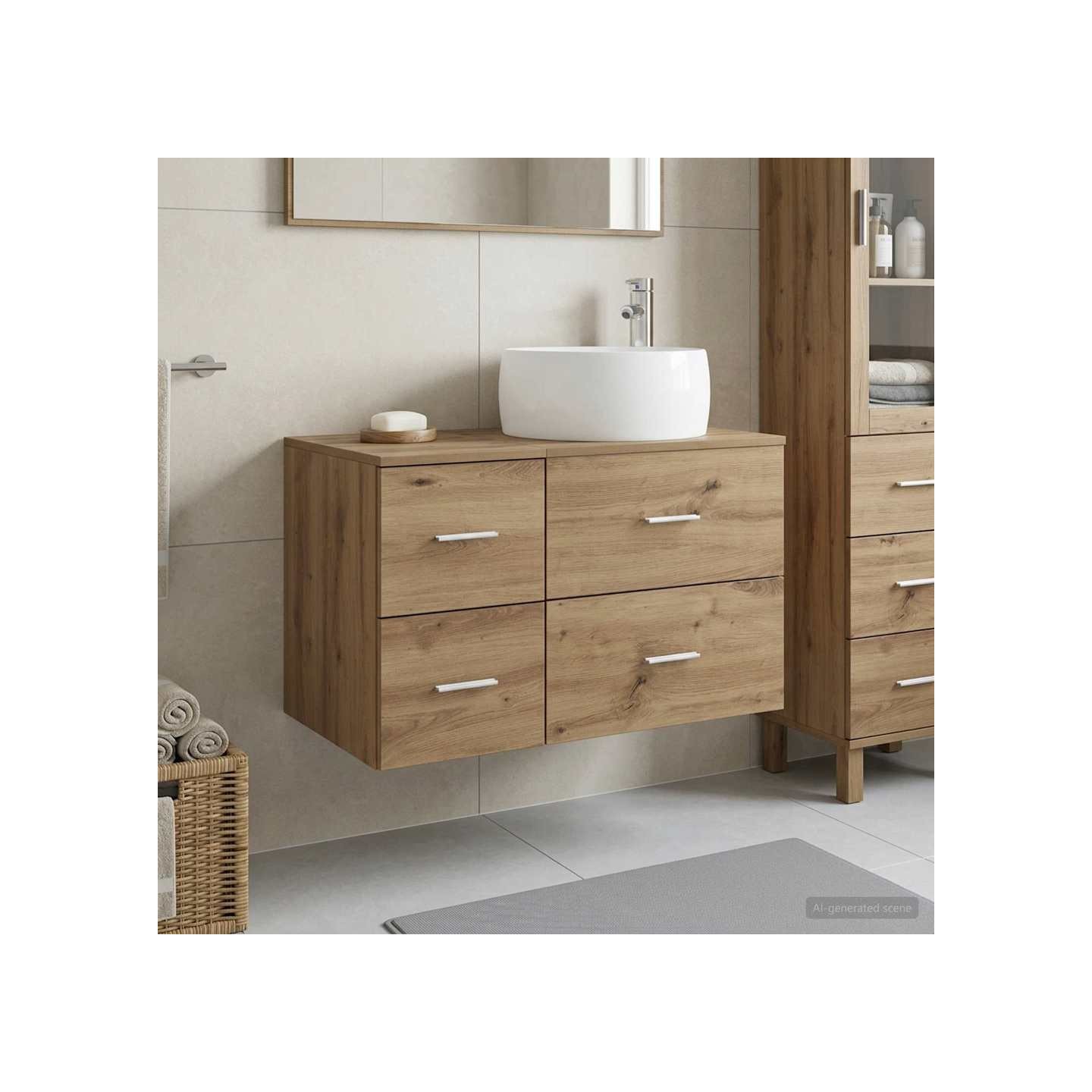 Ensemble de mobilier de salle de bain 2 pc Chêne artisanal