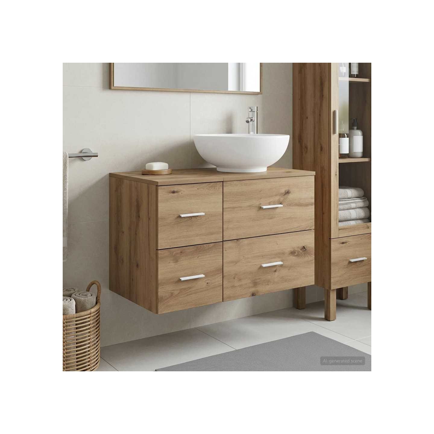 Ensemble de mobilier de salle de bain 2 pc Chêne artisanal