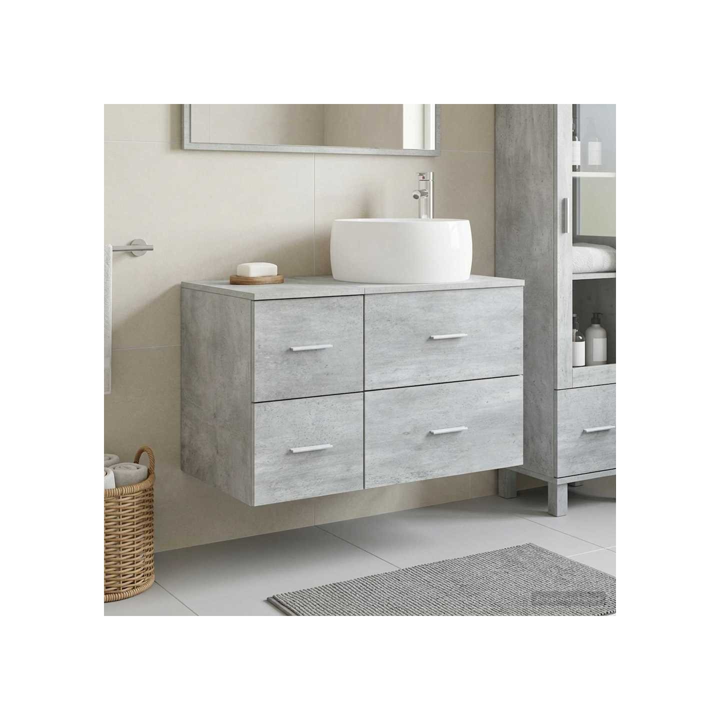 Ensemble de mobilier de salle de bain 2 pc Gris béton
