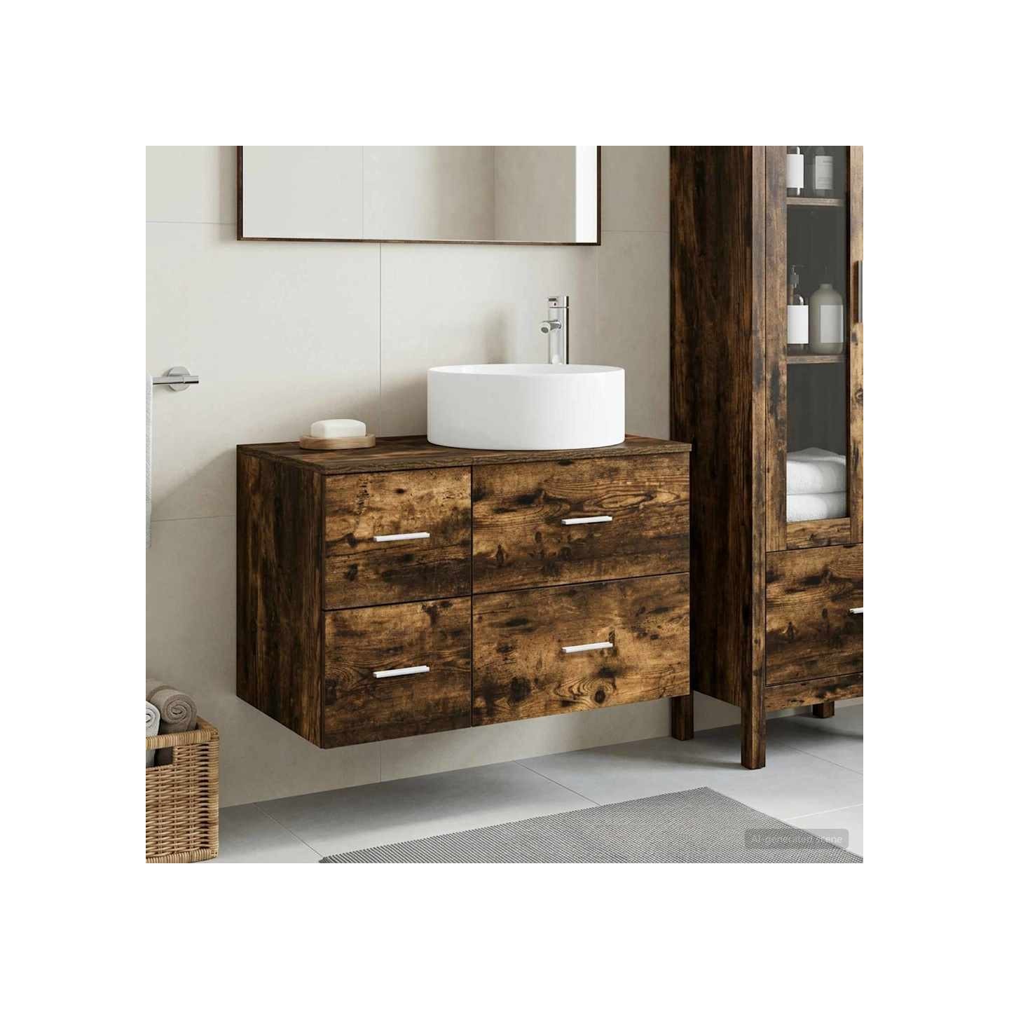 Ensemble de mobilier de salle de bain 2 pc Chêne fumé