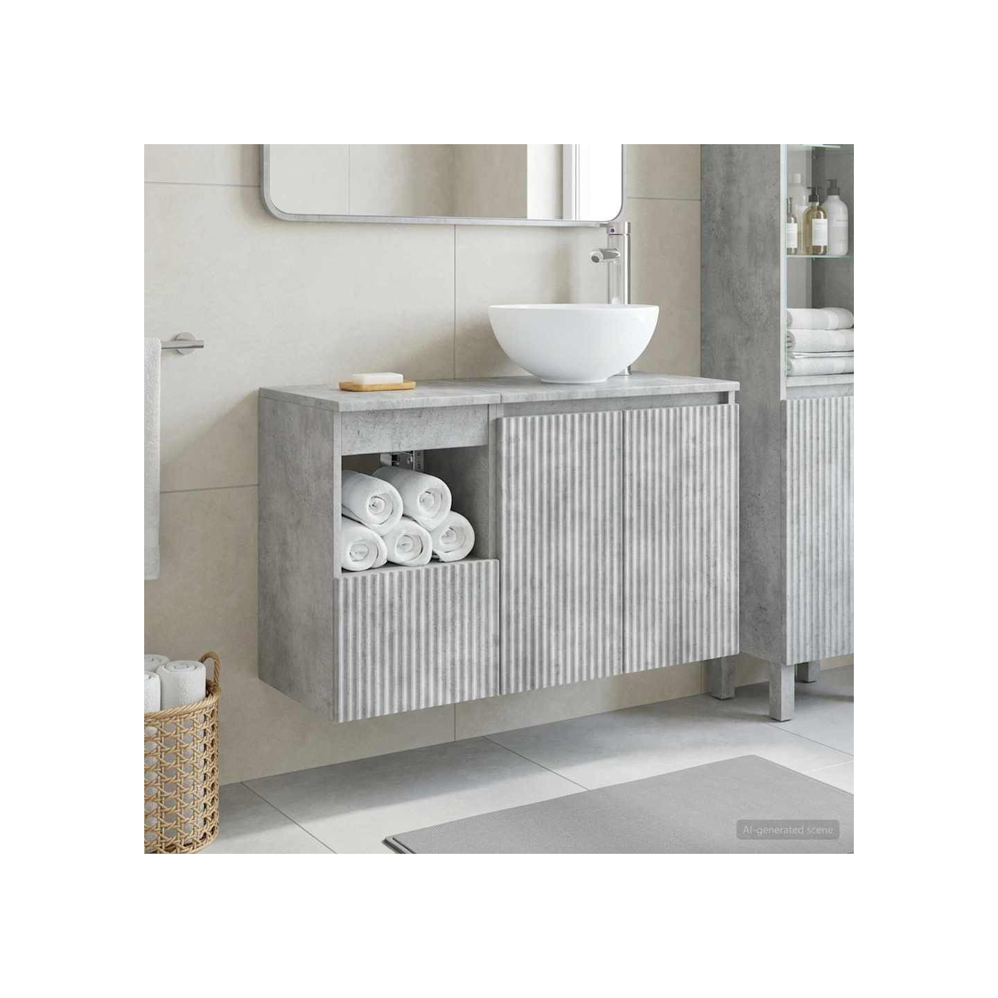 Ensemble de mobilier de salle de bain 2 pc Gris béton