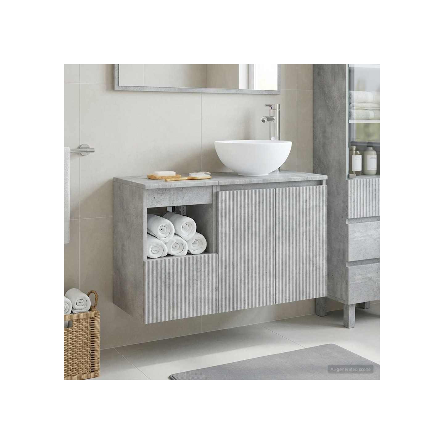 Ensemble de mobilier de salle de bain 2 pc Gris béton