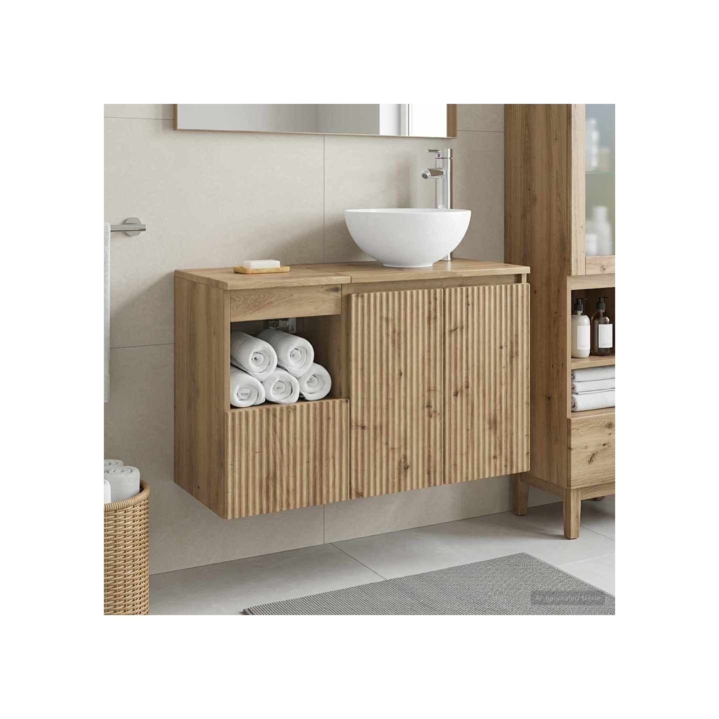 Ensemble de mobilier de salle de bain 2 pc Chêne artisanal