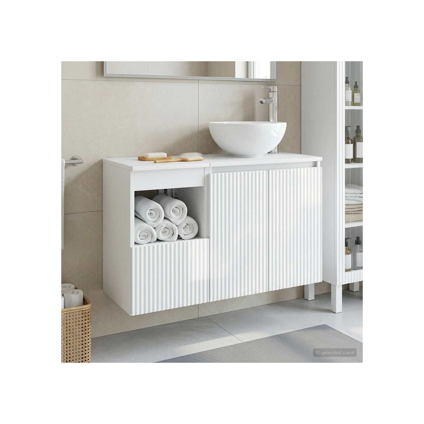 Ensemble de mobilier de salle de bain 2 pc Blanc brillant