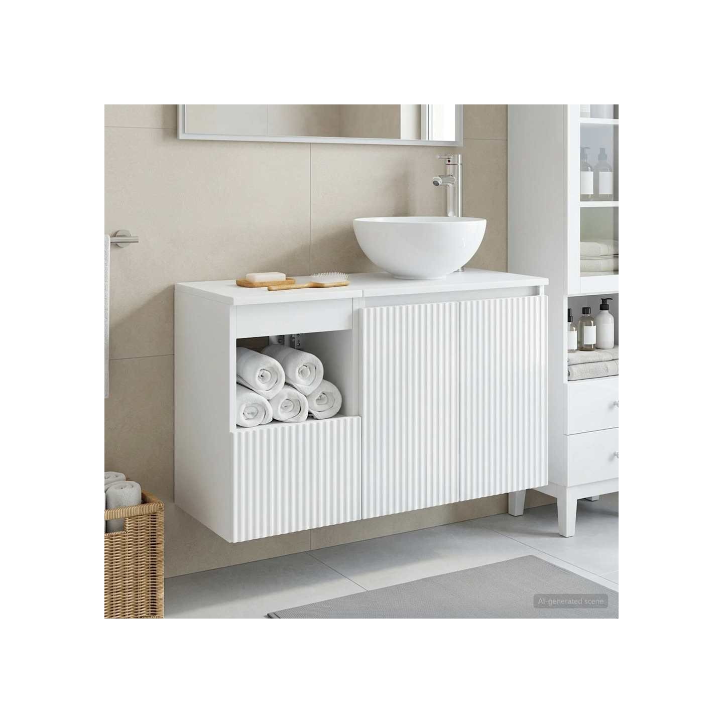 Ensemble de mobilier de salle de bain 2 pc Blanc brillant
