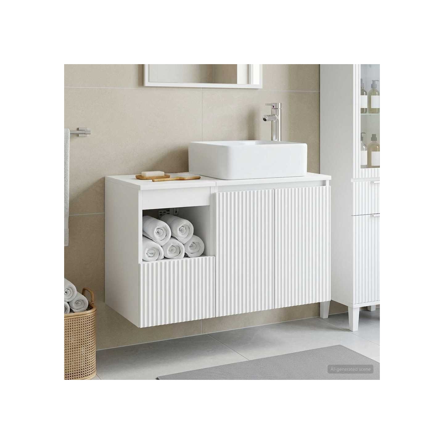Ensemble de mobilier de salle de bain 2 pc Blanc
