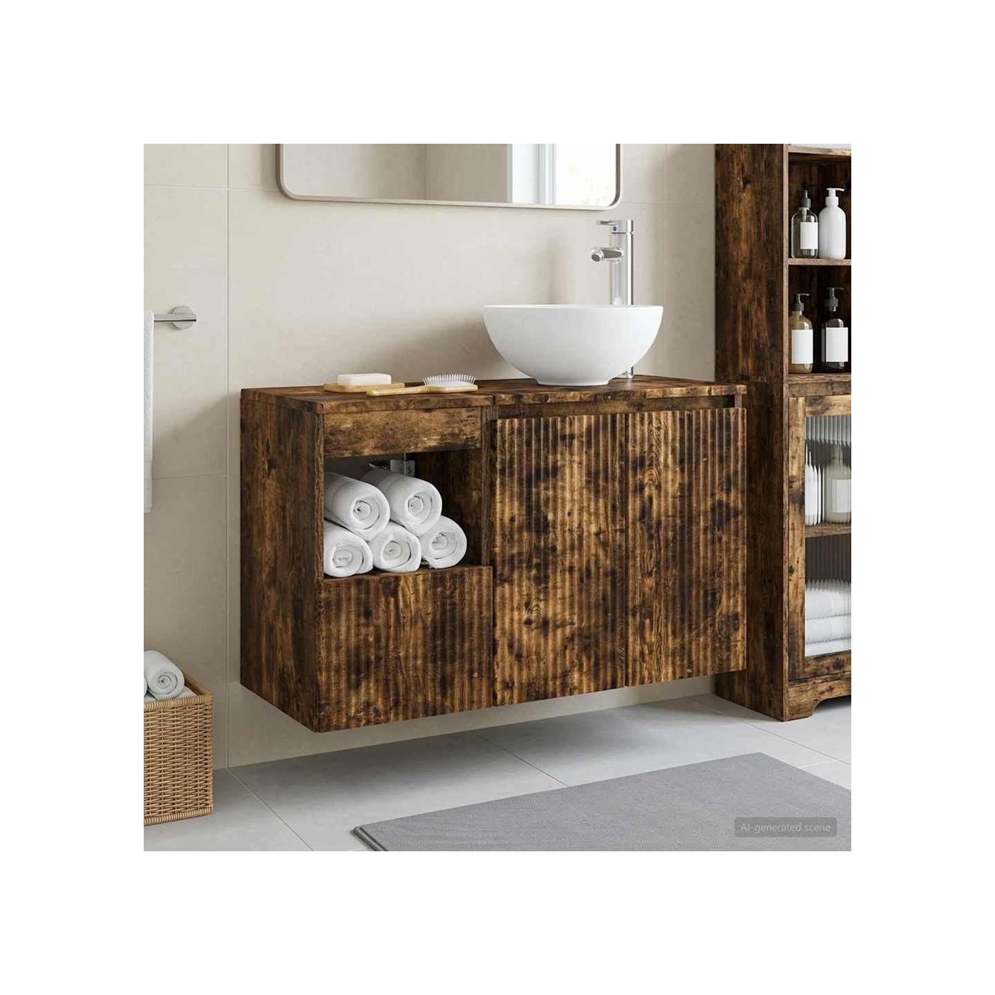 Ensemble de mobilier de salle de bain 2 pc Chêne fumé