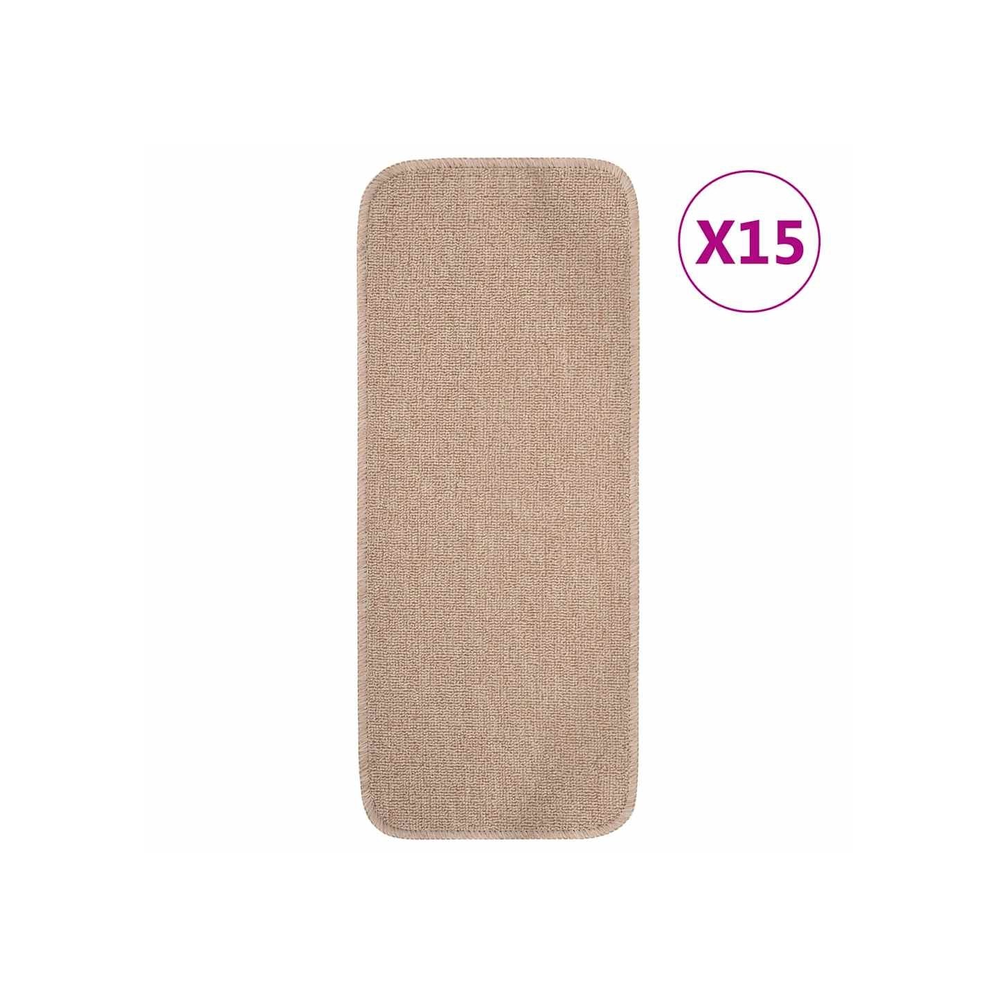 Tapis escalier antidérapants 15 pcs 60x25cm Beige Rectangulaire
