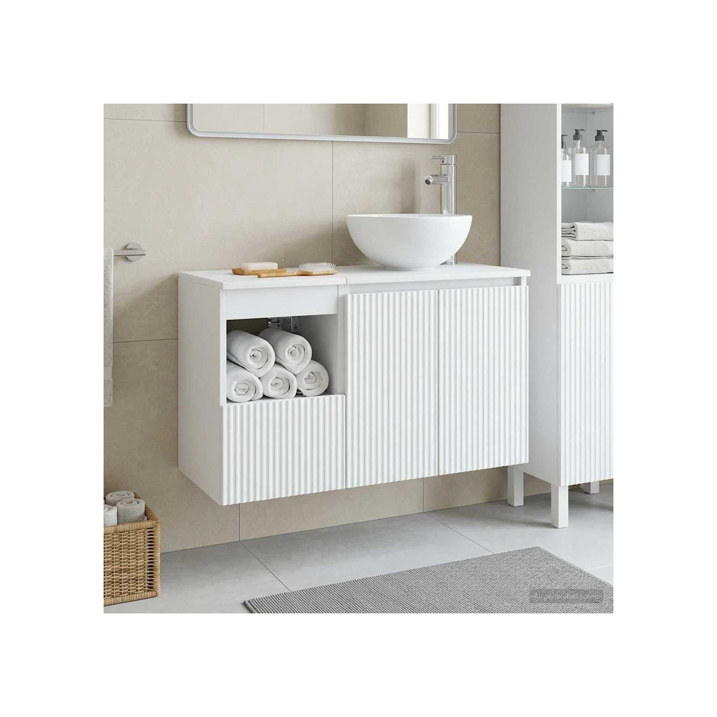 Ensemble de mobilier de salle de bain 2 pc Blanc