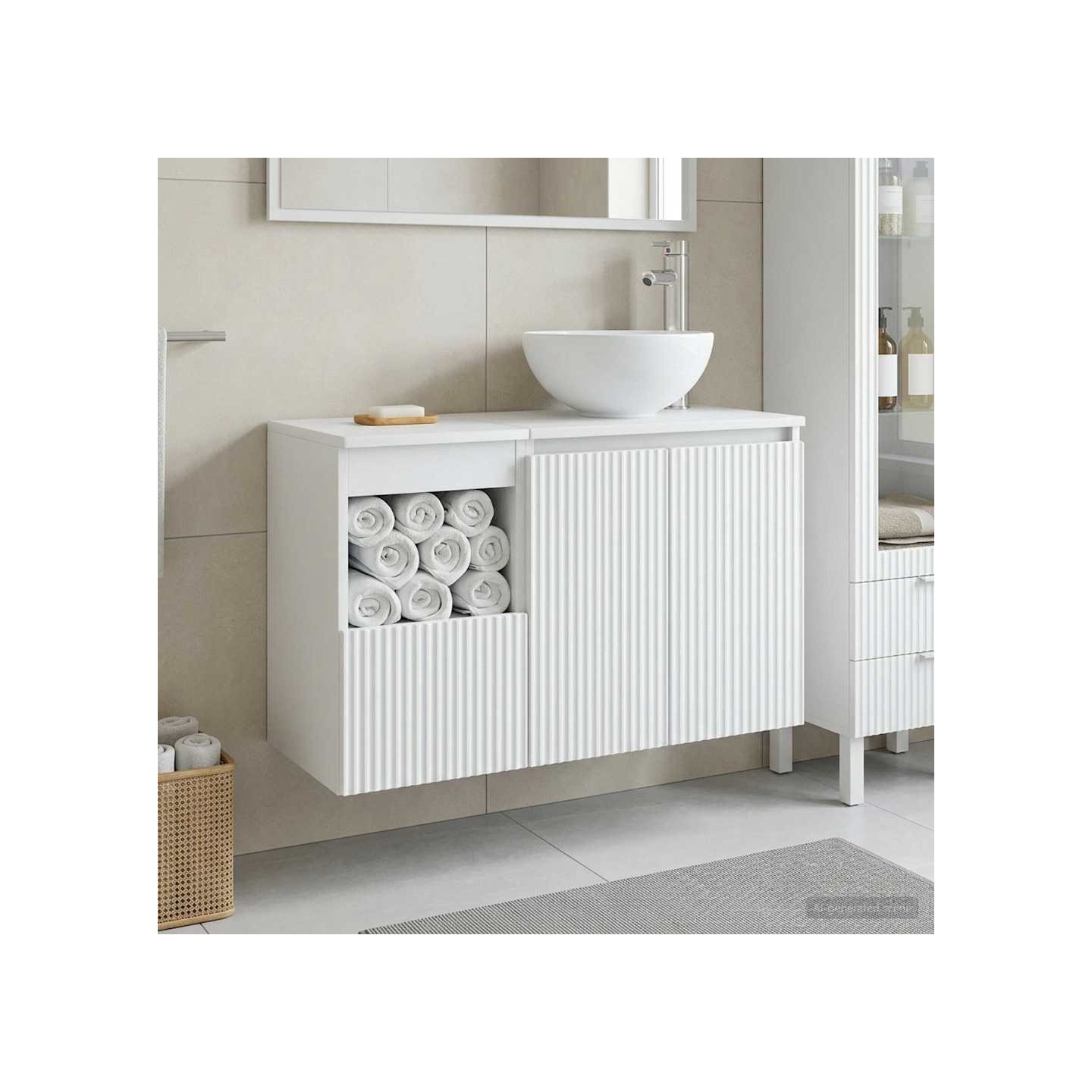 Ensemble de mobilier de salle de bain 2 pc Blanc