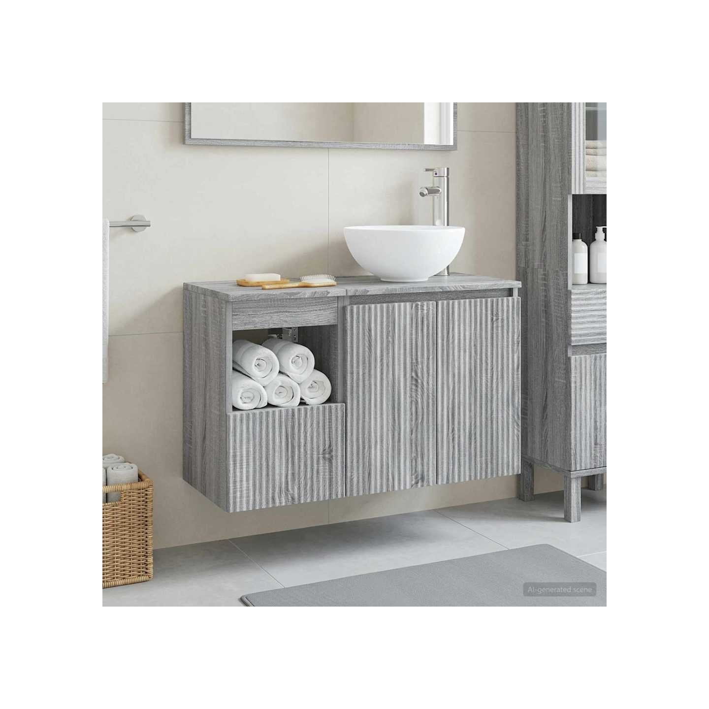 Ensemble de mobilier de salle de bain 2 pc Sonoma gris