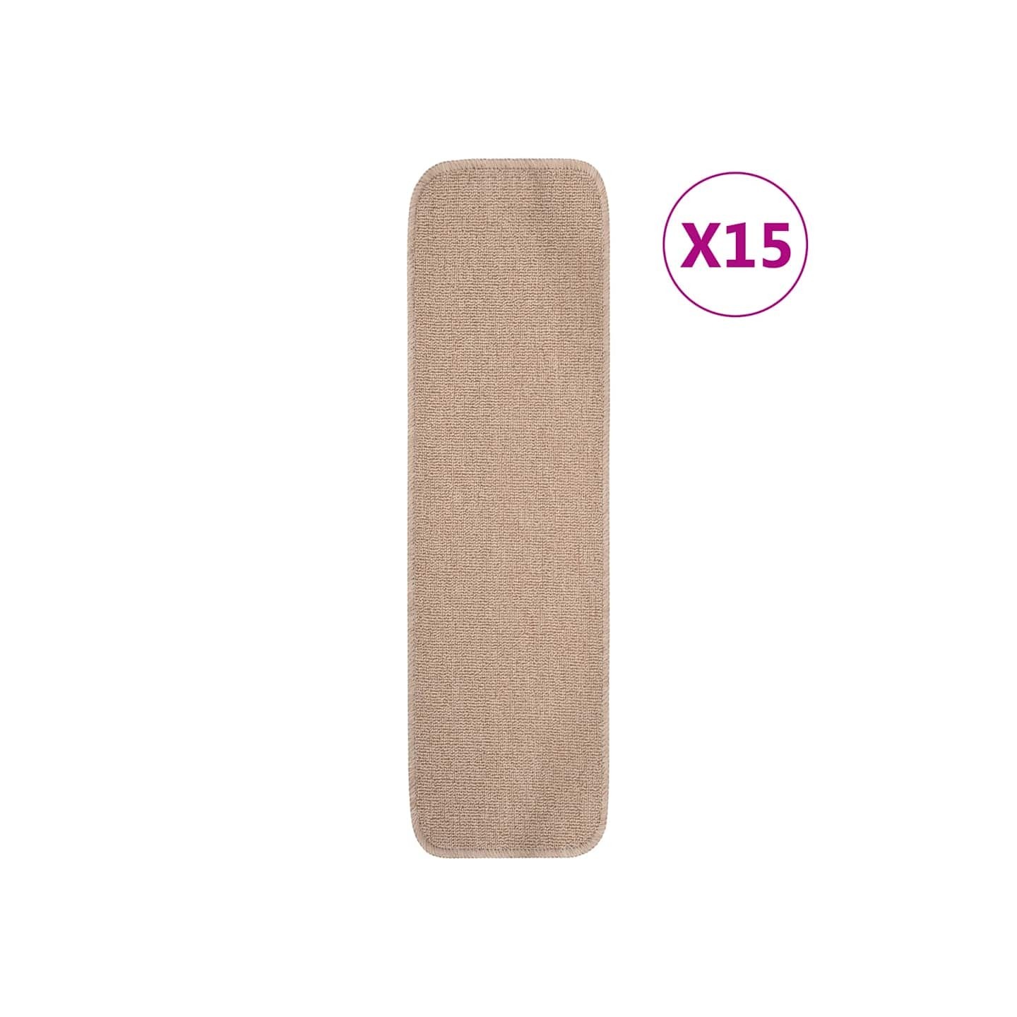 Tapis escalier antidérapants 15 pcs 75x20cm Beige Rectangulaire