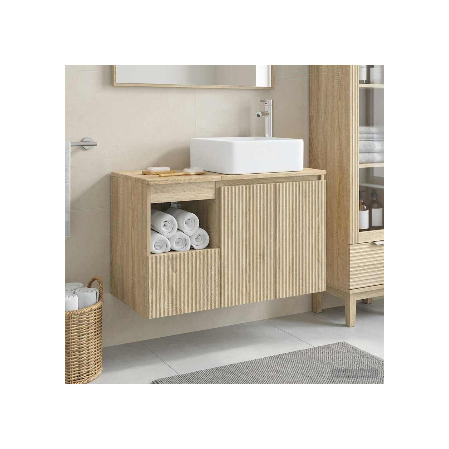 Ensemble de mobilier de salle de bain 2 pc Chêne Sonoma