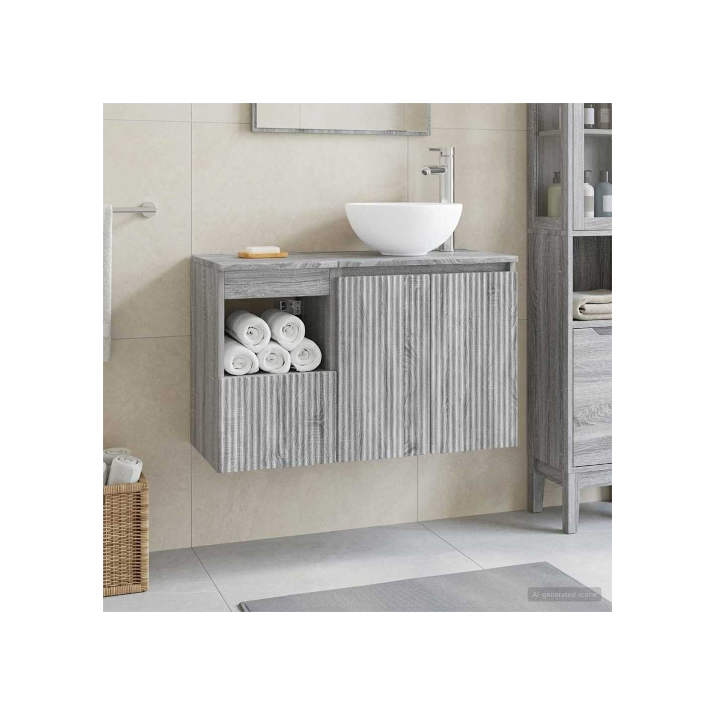 Ensemble de mobilier de salle de bain 2 pc Sonoma gris