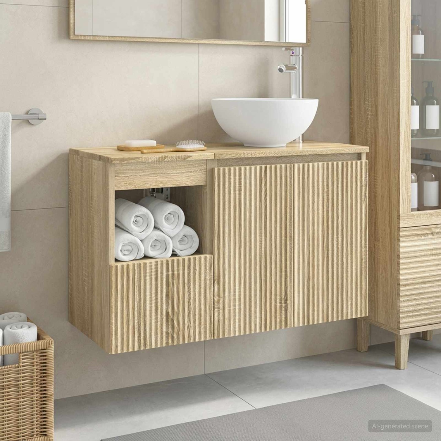 Ensemble de mobilier de salle de bain 2 pc Chêne Sonoma