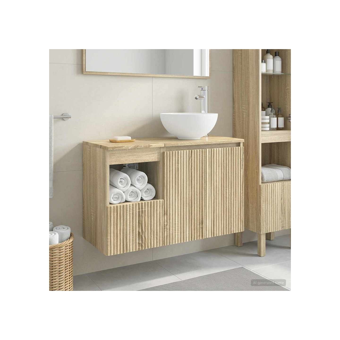 Ensemble de mobilier de salle de bain 2 pc Chêne Sonoma