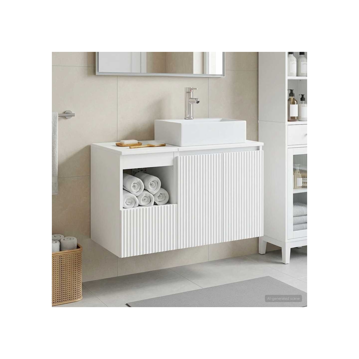 Ensemble de mobilier de salle de bain 2 pc Blanc