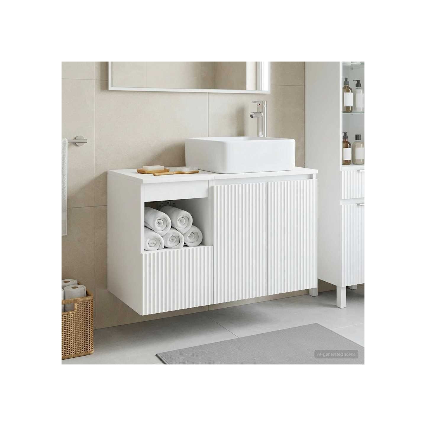 Ensemble de mobilier de salle de bain 2 pc Blanc brillant