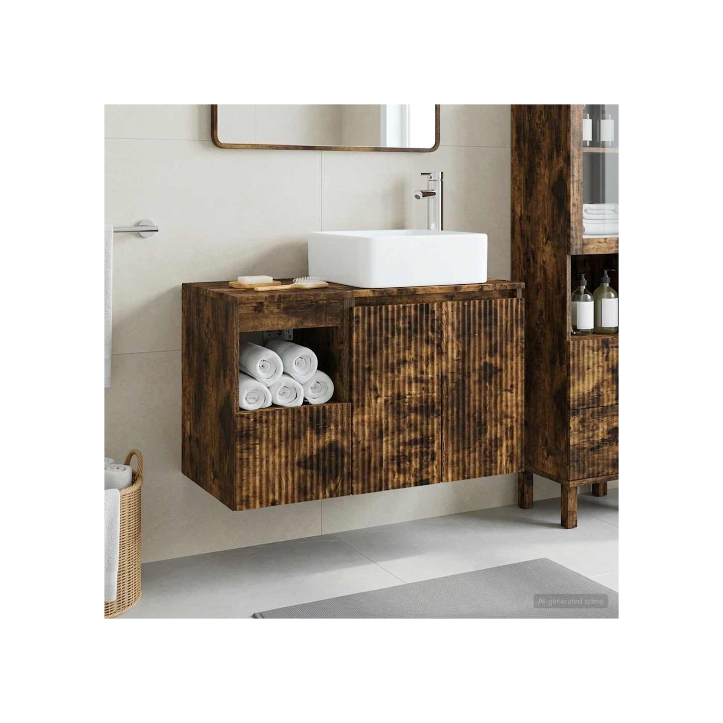 Ensemble de mobilier de salle de bain 2 pc Chêne fumé