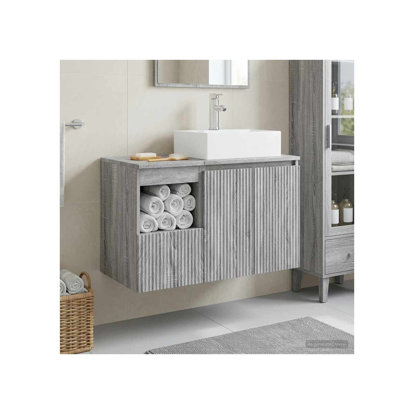 Ensemble de mobilier de salle de bain 2 pc Sonoma gris