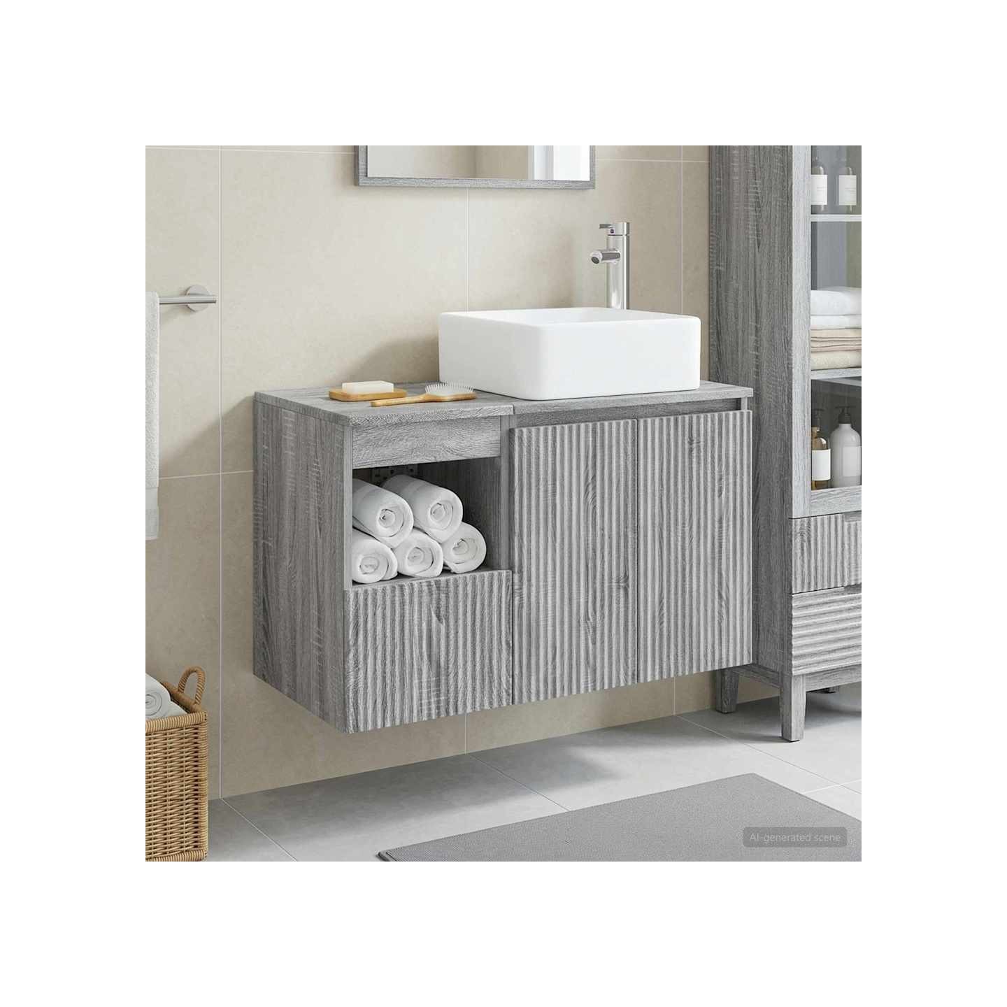 Ensemble de mobilier de salle de bain 2 pc Sonoma gris