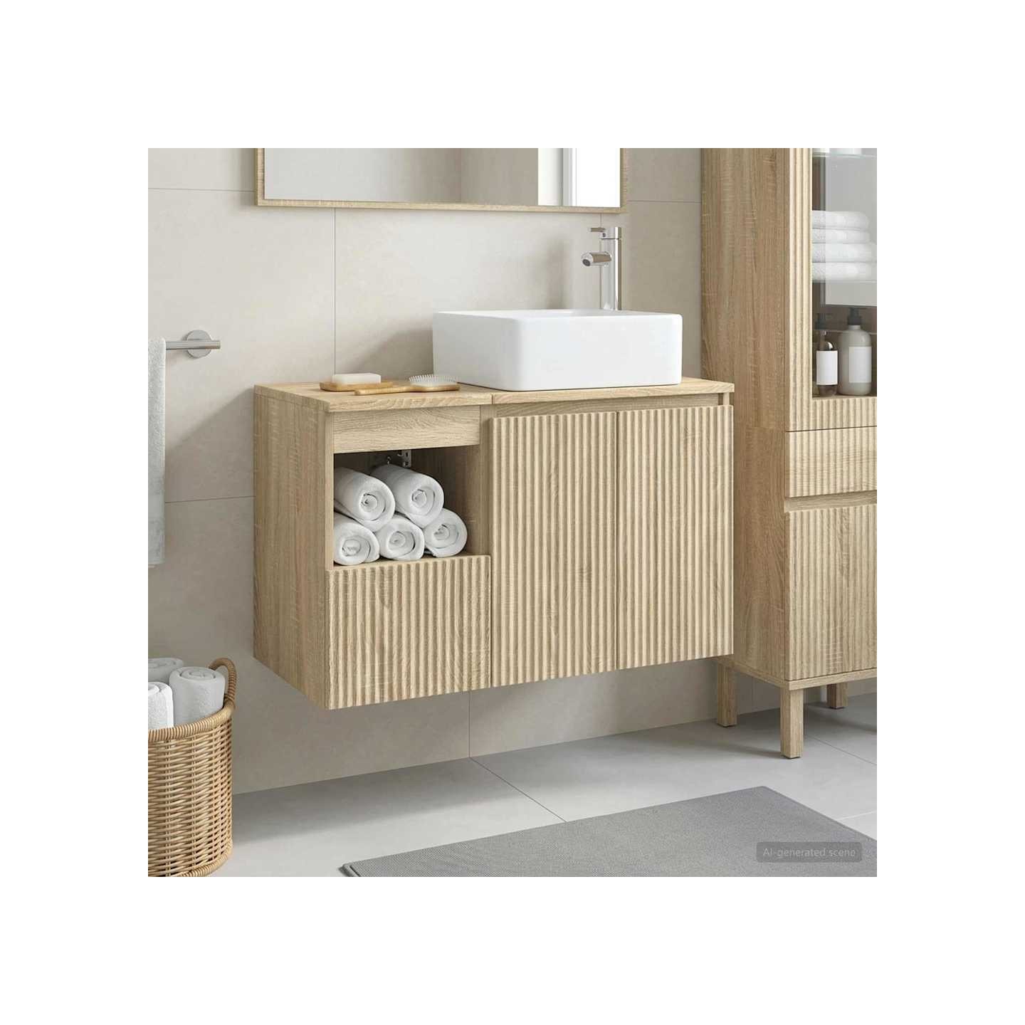 Ensemble de mobilier de salle de bain 2 pc Chêne Sonoma