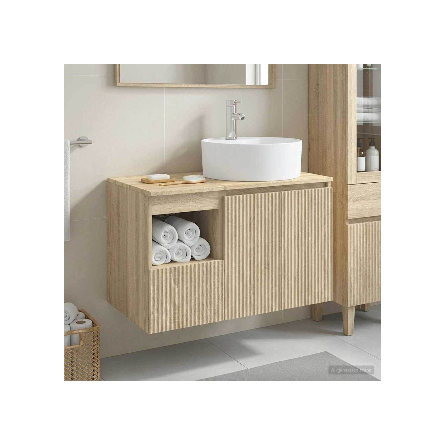 Ensemble de mobilier de salle de bain 2 pc Chêne Sonoma