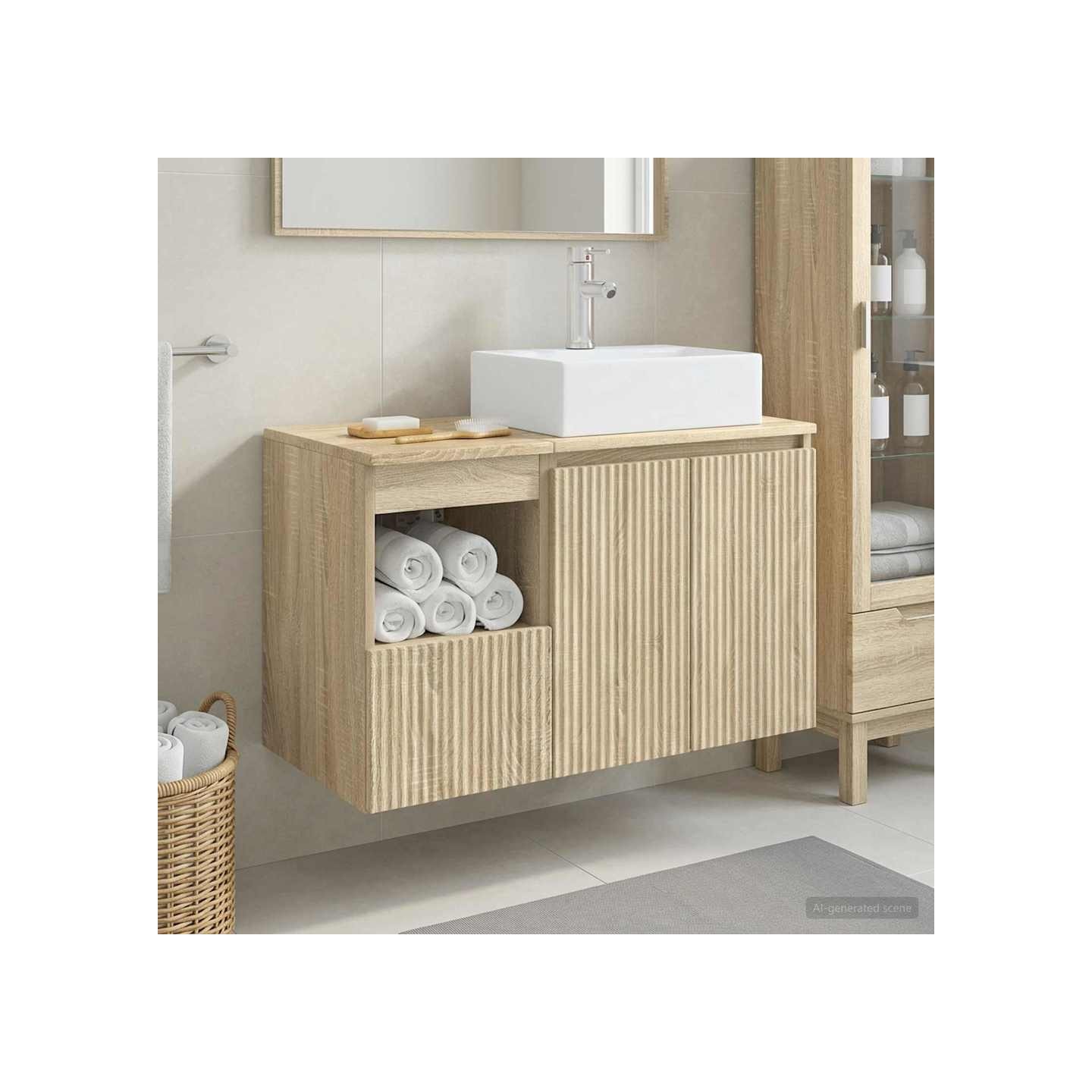 Ensemble de mobilier de salle de bain 2 pc Chêne Sonoma