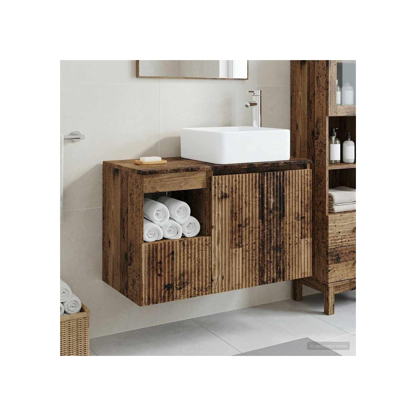 Ensemble de mobilier de salle de bain 2 pc Bois ancien
