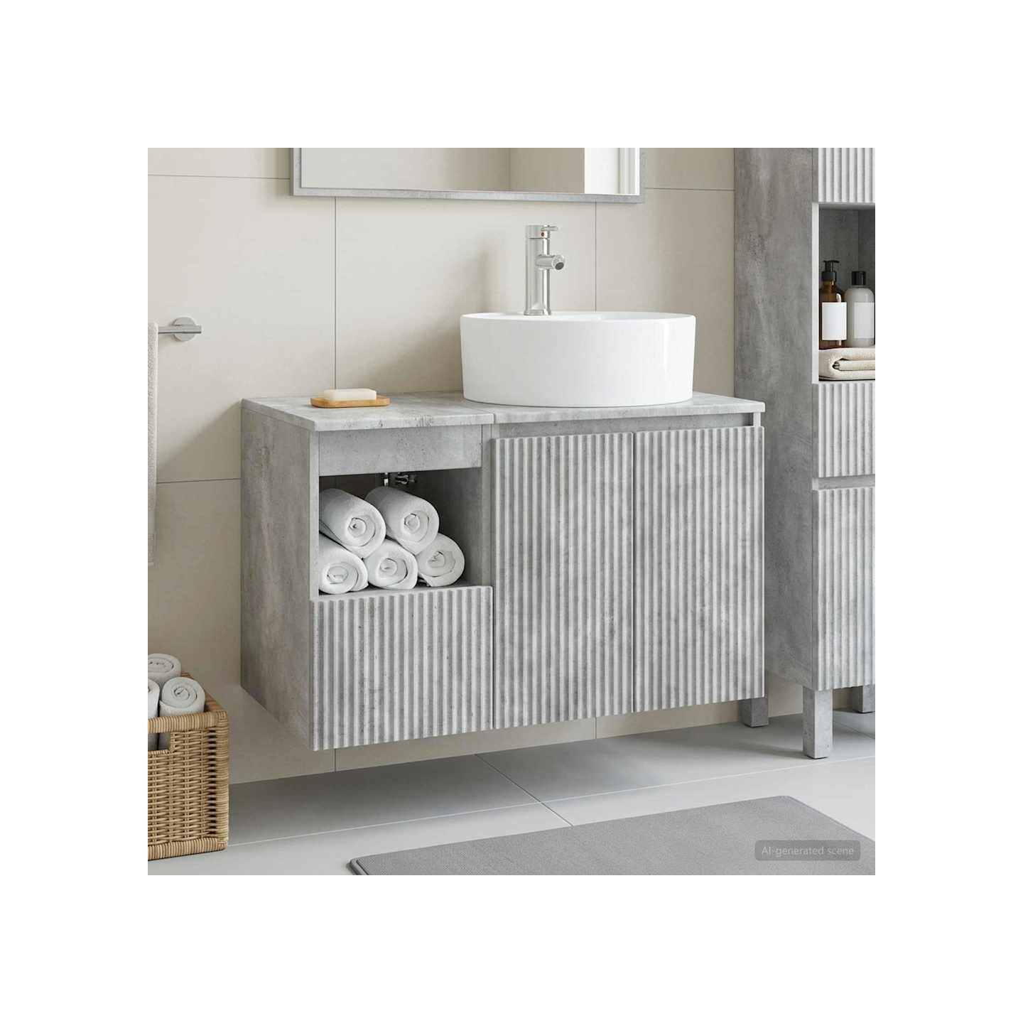 Ensemble de mobilier de salle de bain 2 pc Gris béton