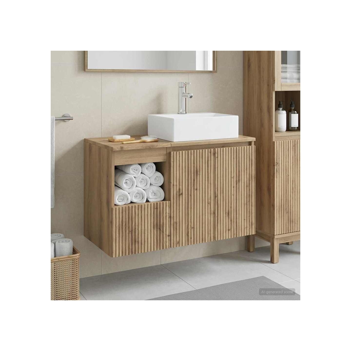 Ensemble de mobilier de salle de bain 2 pc Chêne artisanal