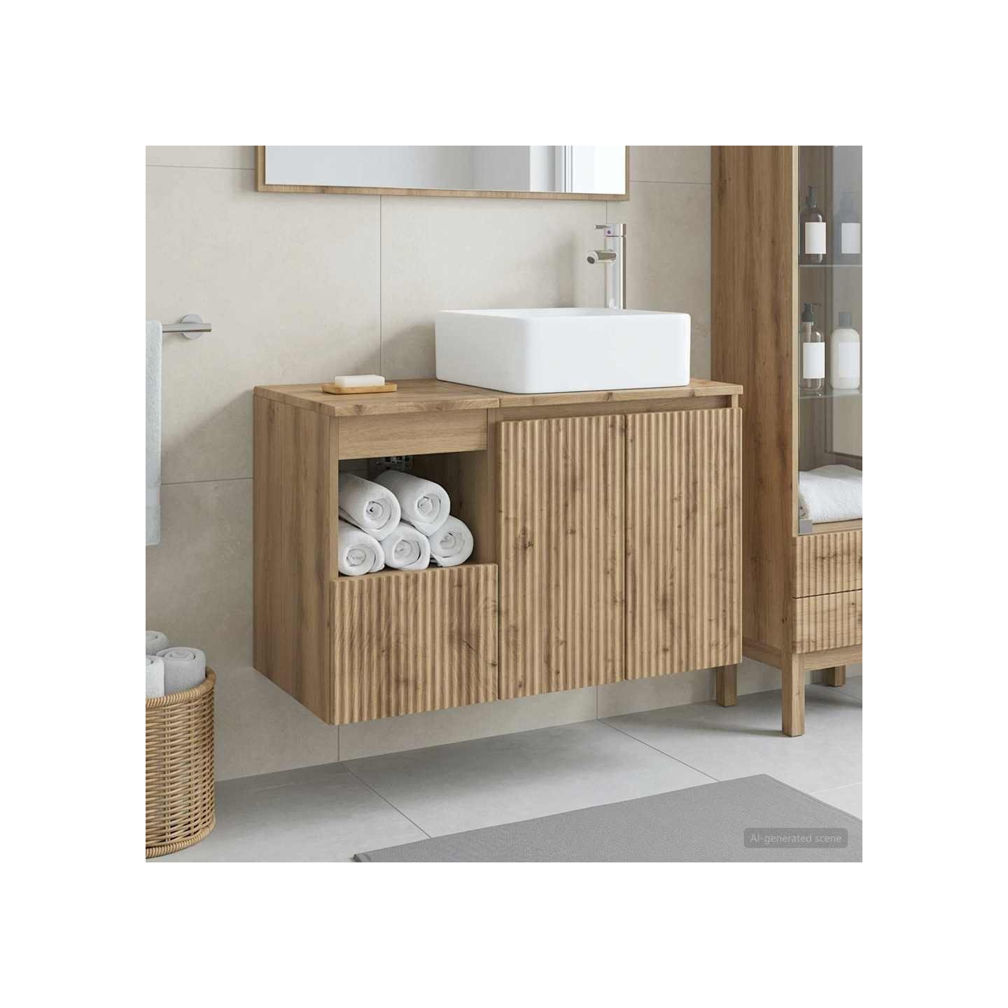 Ensemble de mobilier de salle de bain 2 pc Chêne artisanal