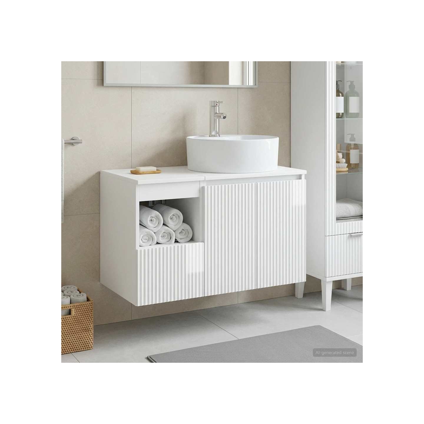 Ensemble de mobilier de salle de bain 2 pc Blanc brillant