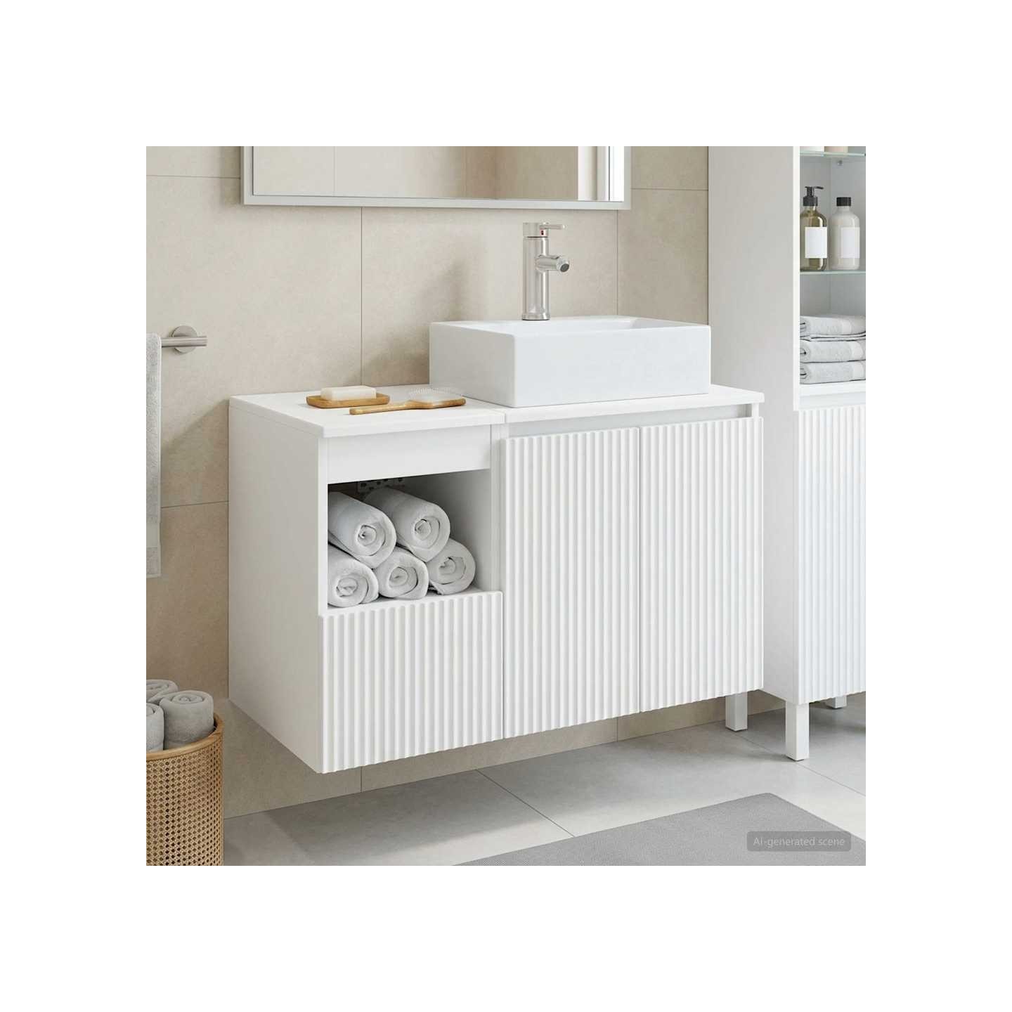 Ensemble de mobilier de salle de bain 2 pc Blanc brillant