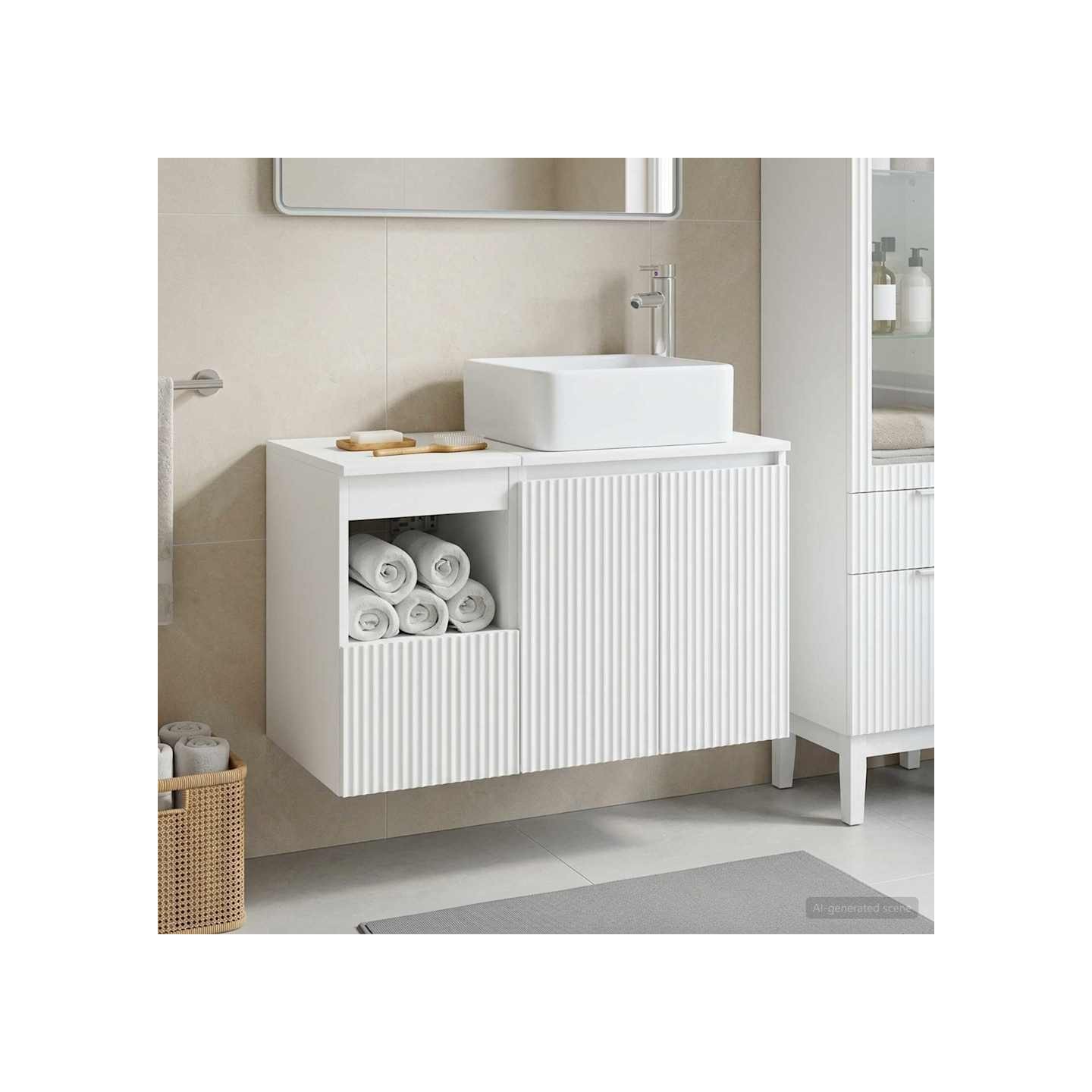Ensemble de mobilier de salle de bain 2 pc Blanc