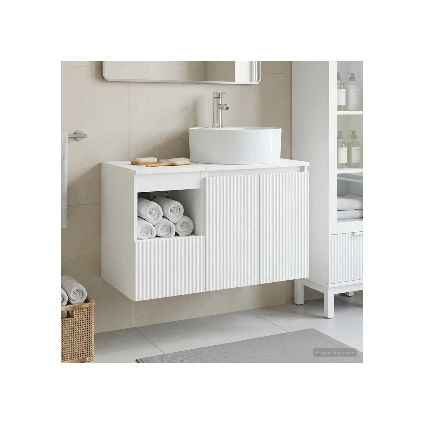Ensemble de mobilier de salle de bain 2 pc Blanc