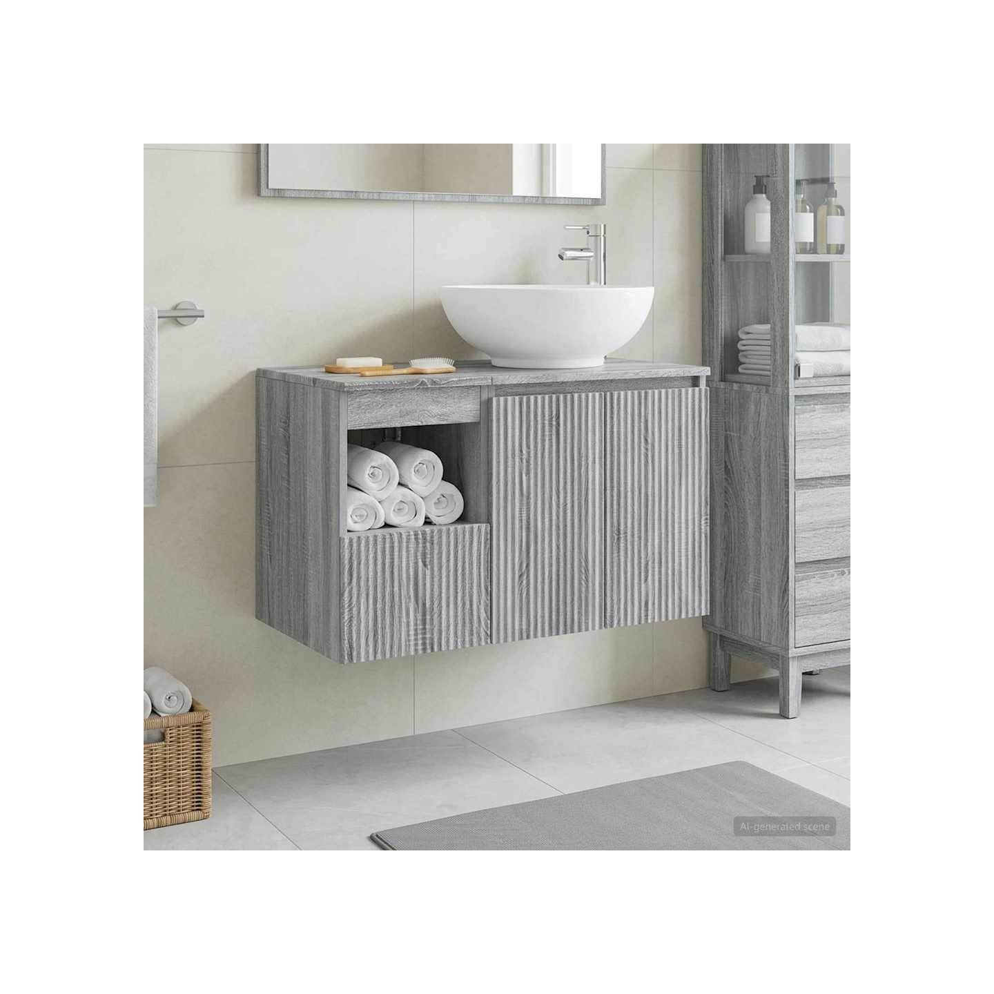 Ensemble de mobilier de salle de bain 2 pc Sonoma gris