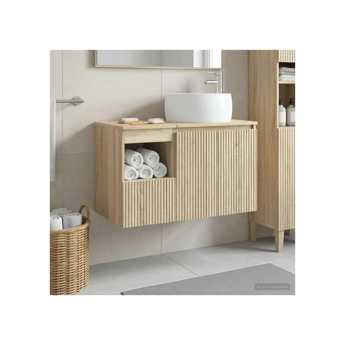 Ensemble de mobilier de salle de bain 2 pc Chêne Sonoma