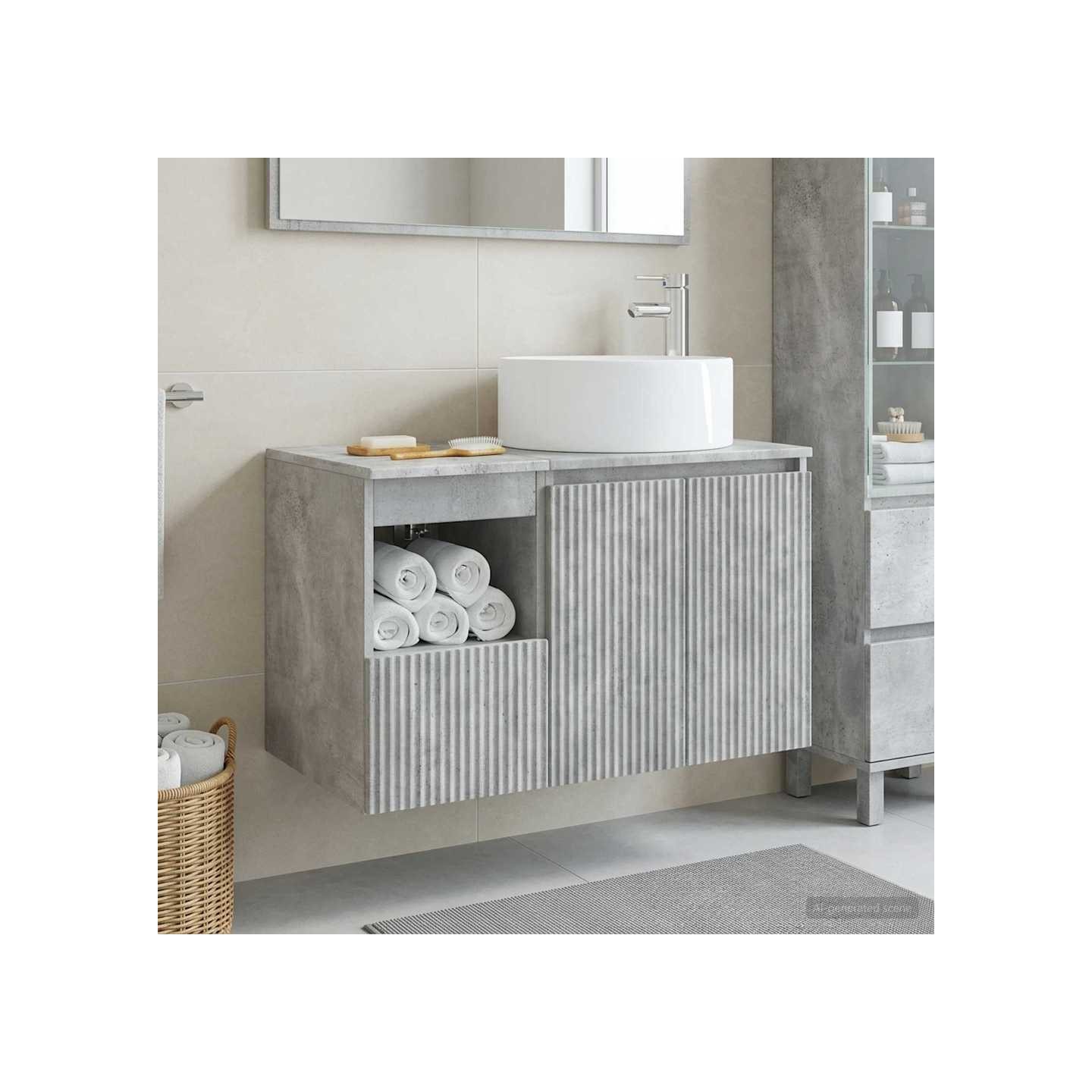 Ensemble de mobilier de salle de bain 2 pc Gris béton